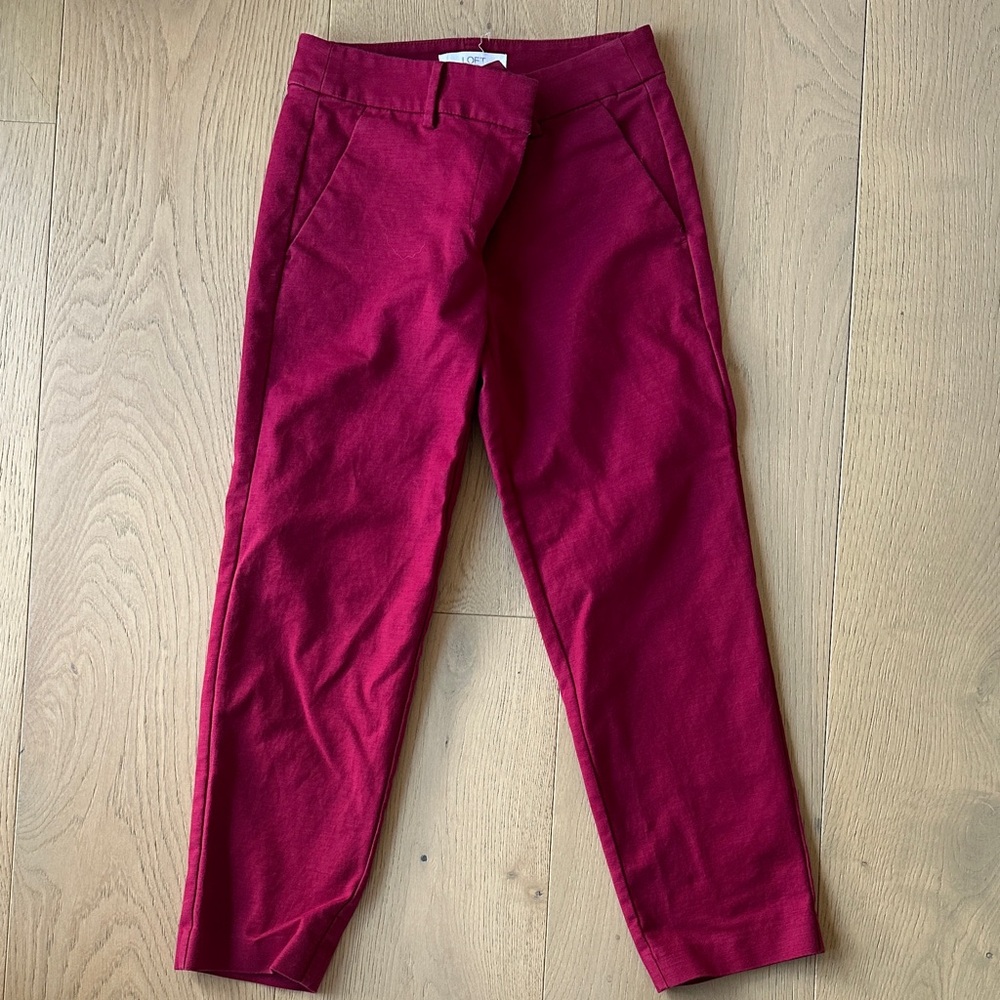 LOFT Red Cropped Ankle Pants